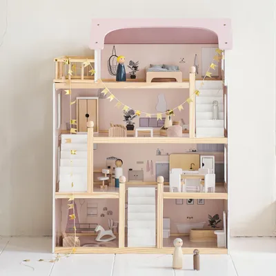 Produktbild von Petite Amélie Großes Puppenhaus aus Holz H17 cm - Rosa