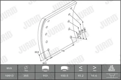 Produktbild von JURID Bremsbelagsatz Trommelbremse 1991201230 Hinten 150mm Schachtel