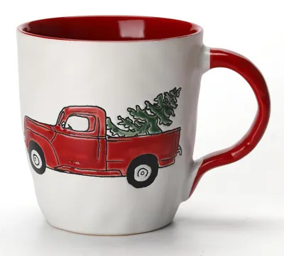Produktbild von Weihnachtstasse Keramik 500ml mit handgemaltem Design, Weihnachtsbecher für Kaffee & Tee