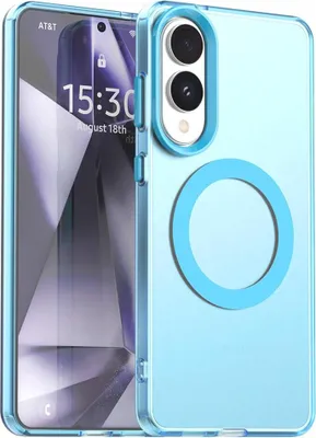 Produktbild von MagSafe Hülle für Samsung Galaxy S25 Edge - Phonesta HardFrost Semi-Transparent Back Cover - Matt Blau