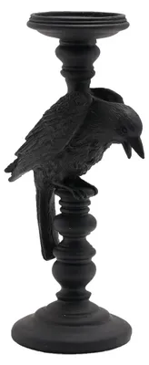 Produktbild von Schwarzer Gothic Kerzenständer mit schwarzer Krähe 29 cm