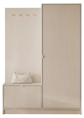 Produktbild von MIRJAN24 Garderoben-Set Tireno, Garderobe mit eins Drehtüren mit Sitzbank  (Farbe: Sandbeige)