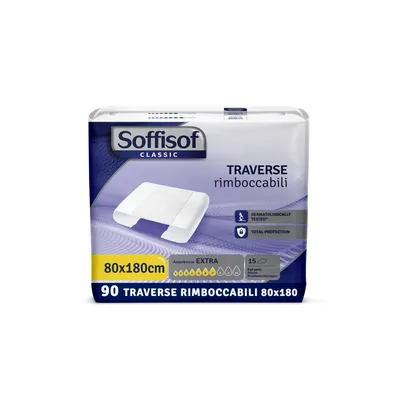 Produktbild von Soffisof Inkontinenz-Bettschutz  Extra 80x180 - einweg Bettunterlage für Erwachsene - Einzelpackung mit 15 Bettunterlagen, 7 Tropfen