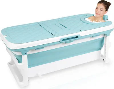 Immagine prodotto di Jopassy Vasca da bagno per adulti mobile portatile con copertura per doccia e spa 132x60x50cm