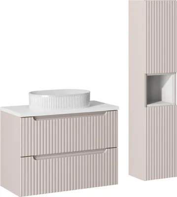 Zdjęcie produktu dla Zestaw Mebli Łazienkowych 80 Cm Kaszmir Z Umywalką I Słupkiem