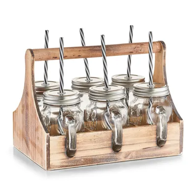 Produktbild von Zeller Present 197-47 Trinkgläser-Set in Kiste, 20x22x22cm, klar/natur, 7-teilig (1 Set)