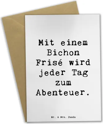 Produktbild von Mr. & Mrs. Panda Grußkarte Spruch Bichon Frisé Abenteuer - Weiß - Geschenk, Hund, Hunderassen, Vielfalt, Gefährte, Familienhunde, Grußkarten, osterkarte, hypoallergen