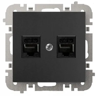 Produktbild von SANTRA epn 4149-19 Netzwerkdose 2xRJ45 Schwarz ohne Rahmen