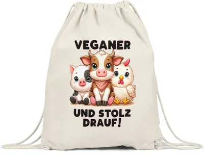 Produktbild von Veganer und stolz drauf Süße Tiere Turnbeutel - Veganer Stolz Geschenk