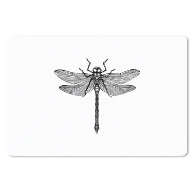 Produktbild von MuchoWow® Mauspad Mousepad Libelle - Insekten - Retro - Schwarz und weiß 27x18 cm - Mousepads - Maus Mat - Pad - Mausunterlage - Büroartikel - Desk Matten