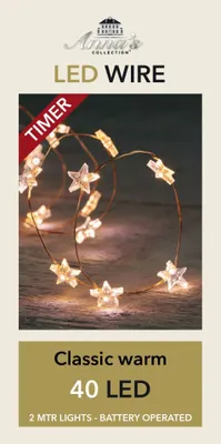 Productafbeelding van Kerstverlichting Batterijverlichting LED koperdraad ster 40 LED / 2 meter classic Anna's collection