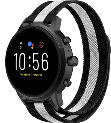 Produktbild von Strap-it Milanese - Kompatibel mit Fossil Gen 5Armband 44mm Fossil uhrenarmband Fossil ersatzarmband Edelstahl für Smartwatch 22mm Armband Schwarz22mm