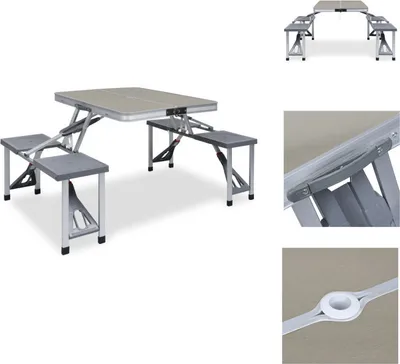 Produktbild von vidaXL Klappbarer Campingtisch mit 4 Sitzen Stahl Aluminium -  Campingmöbel