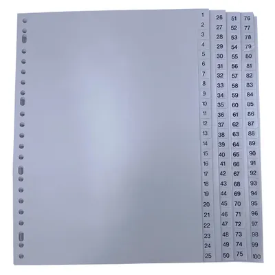 Produktbild von DULA Tabs - 1 bis 100 - A4 - 23 Löcher