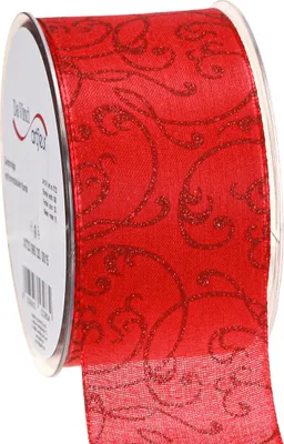 Produktbild von Geschenkband mit floralen Ornamenten für festliche Dekoration