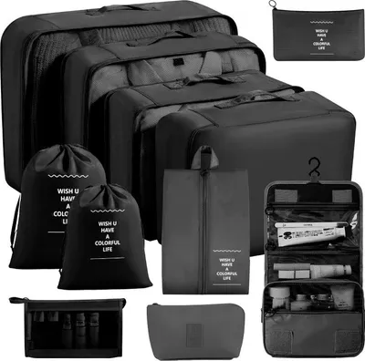 Produktbild von 11 teiliges Koffer Organizer Set Packing Cubes Set Kleidersack Packwürfel für Urlaub Business Reise Organizer mit Kleidertasche für Koffer