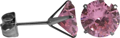 Produktbild von Ohrstecker Chirurgenstahl rundem Glaskristall Größe - 8 mm Farbe - Pink