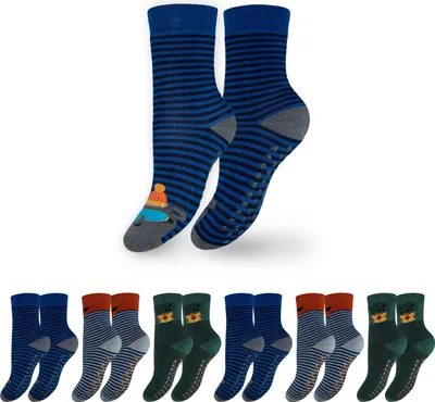 Produktbild von OCERA 6 Paar Kinder Stoppersocken mit ABS - Anti Rutschsocken für Mädchen und Jungen im Blau-Grün