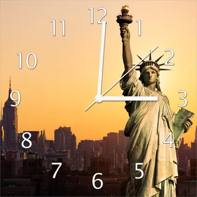Produktbild von Wallario Design Wanduhr Freiheitsstatue New York aus Echtglas, Größe 30 x 30 cm