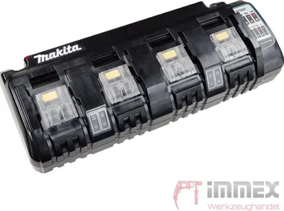 Imagen del producto de Cargador para 4 baterías MAKITA DC18SF, modelo 196426-3, compatible con baterías Li-Ion Makstar de 14,4 a 18 V