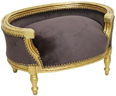 Produktbild von Casa Padrino Barock Hundebett & Katzenbett Braun / Antik Gold - Handgefertigtes Hunde & Katzen Sofa im Barockstil - Barock Hunde & Katzen Möbel - Barock Tiermöbel