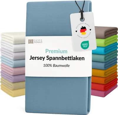 Produktbild von Mako Jersey Spannbettlaken 160x200 - 140x200 aus 100% Baumwolle Bettlaken Blau