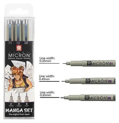 Produktbild von Sakura Pigma Micron, Schwarz, Beige, Feine Spitze, Rund, Sichtverpackung, 3 Stück(e)
