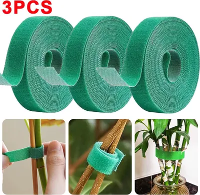 Immagine prodotto di 3 rotoli di fascette per piante, 12 mm x 5 m; fascette per piante richiudibili; nastro in velcro per piante; fascette autoadesive; fascette per cavi, verde, 5 m