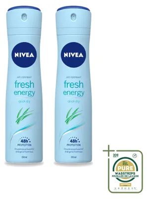 Immagine prodotto di 2 deodoranti spray Nivea Fresh Energy - 150 ml - confezione risparmio - 2 pezzi