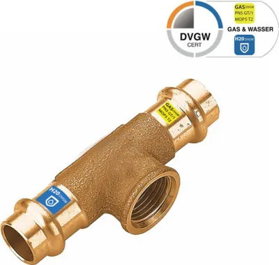 Produktbild von Sanpro Pressfitting Kupfer T-Stück Innengewinde, Größe V 22 - 1/2" (Kupfer Gas)