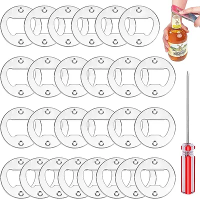 Produktbild von Hysagtek 26-teiliges Set für Flaschenöffner – Edelstahl – Rund – DIY-Set mit Schrauben und Schraubendreher