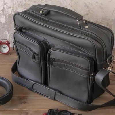 Produktbild von Schwarz große Herren Arbeitstasche aus Naturleder mit Taschen, Aktentasche, Businesstasche, Umhängetasche – Belveder Nord13