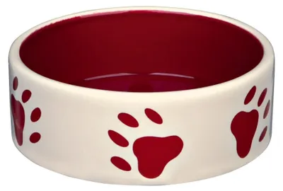 Zdjęcie produktu dla Trixie Miska ceramiczna czarna w szare łapki 0,3L/12cm [TX-24531]