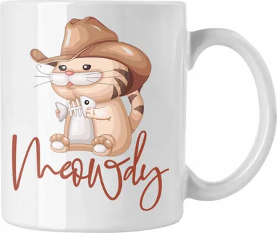 Produktbild von Trendation - Meowdy Tasse Geschenk Katzenliebhaber Geschenkidee (Weiß)