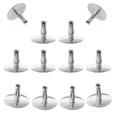 12x Kerzenhalter Messing vernickelt, Ø50 mm, für dünne Kerzen