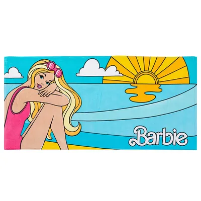 Zdjęcie produktu dla Ręcznik plażowy dla dzieci Franco, wyjątkowo miękki, bawełna, 71,1 x 147,3 cm, Barbie