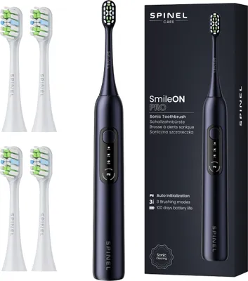 Obrázok produktu pre Sonická zubná kefka Spinel Care SmileON PRO čierna so 4 nástavcami biela