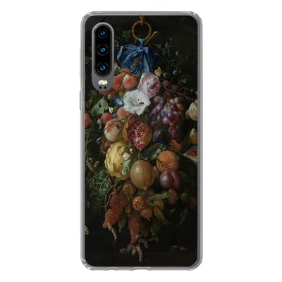 Produktbild von MuchoWow® Handyhülle Schutzhülle Hülle für Huawei P30 Früchte und Blumen - Gemälde von Jan Davidsz. de Heem Silikon Softcase Handy Hülle - Kartenbesitzer