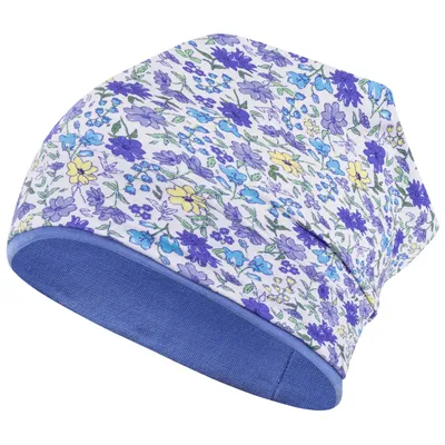 Produktbild von Mädchen Mütze Übergangsmütze Beanie Blumen, Gr. 50-52, Gelb-Blau