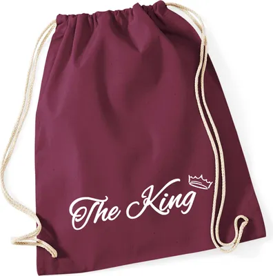 Produktbild von Huuraa Turnbeutel The King Krone 12 Liter Burgundy Baumwolle Rucksack Geschenkidee