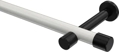 Produktbild von Interdeco Gardinenstange / Vorhangstange Weiß / Schwarz, Typ Prestige Santo (Kappe) ohne Ringe, 20 mm Ø 1-läufig, 120 cm