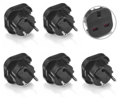 Productafbeelding van Reisstekker Engeland/Ierland-EU - Type G naar C/E/F - Geaard - 2.5A - 600W - Zwart - 5 stuks