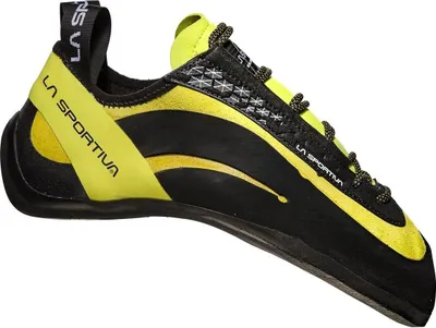 Schnür-Kletterschuh Miura von La Sportiva in Schwarz und Gelb; ideal für Kletterer.