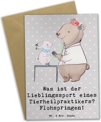 Produktbild von Mr. & Mrs. Panda babykarte Tierheilpraktiker Humor - Grau Pastell - Geschenk, Grußkarte, hochzeitskarten, einladungskarten, Berufsprodukte, Homöopathie Tiere, Beruf