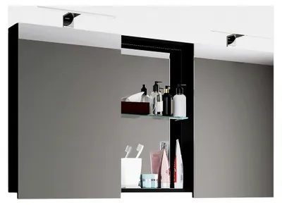 Produktbild von Badschrank zeitlos | Maße ca. H. 59 x B. 112 cm T. 12 cm | Zwei Drehtüren mit Ablagefächern