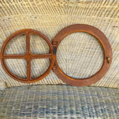 Produktbild von Fenster Kombüse, rundes Eisenfenster, klappbar, wie antik, Giebelfenster Garage