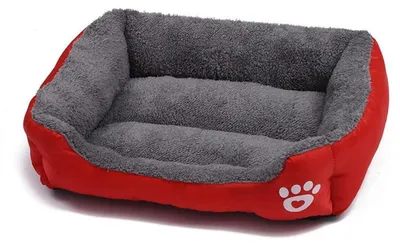 Produktbild von Hundebett Viereckig Rot 2XL 95x72cm Flauschig Weich für Hunde und Katzen