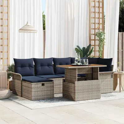 Image de Maison Exclusive - Ensemble canapé de jardin 7 pièces gris polyrotin