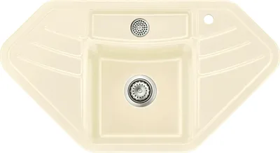 Produktbild von Spüle KeraDomo VEGA ECK in JASMIN mit Handbetätigung / systemceram / Keramikspüle