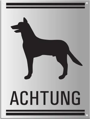 Produktbild von Warnschild - Achtung Hund Schäferhund  | 200 x 150 mm selbstklebend Aluminium silber matt eloxiert